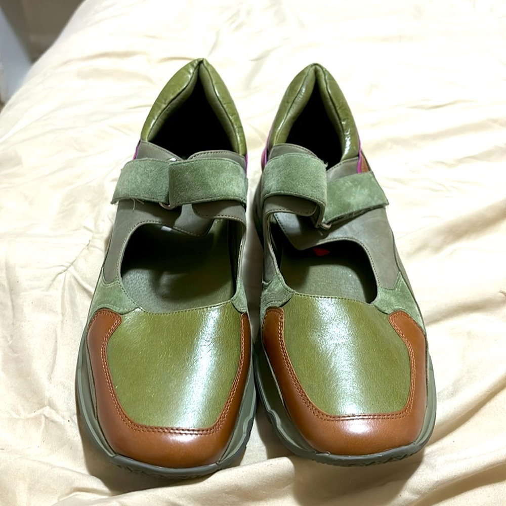 Jeffrey Campbell Kicks Mary Jane Wedge Green Suede Multicolor Sneaker Size 10